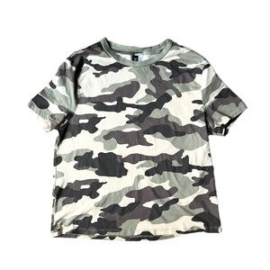 EUC H&M Divided Women’s Camo Crop Top T-shirt - Medium